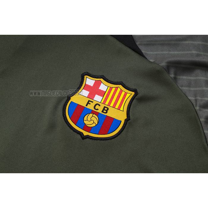 Tuta da Track del FC Barcellona Manga Corta 2023-2024 Verde Oscuro - Pantalon Corto